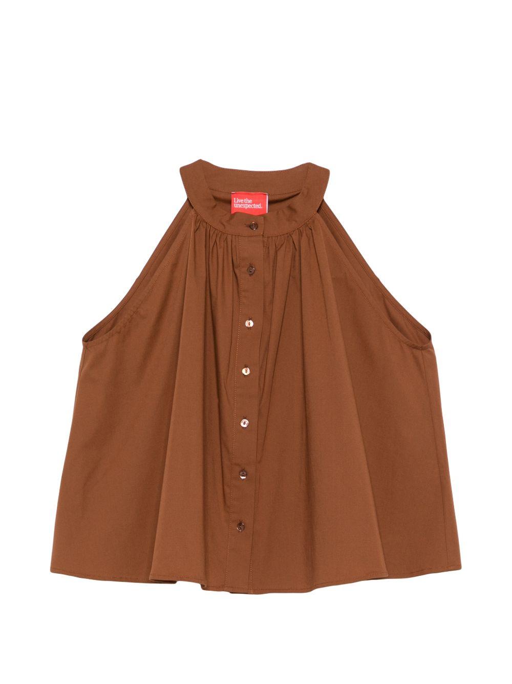 Top per donna Merci marrone con scollo all'americana TOM039 COCOA MERCI 