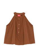 Top per donna Merci marrone con scollo all'americana TOM039 COCOA MERCI 