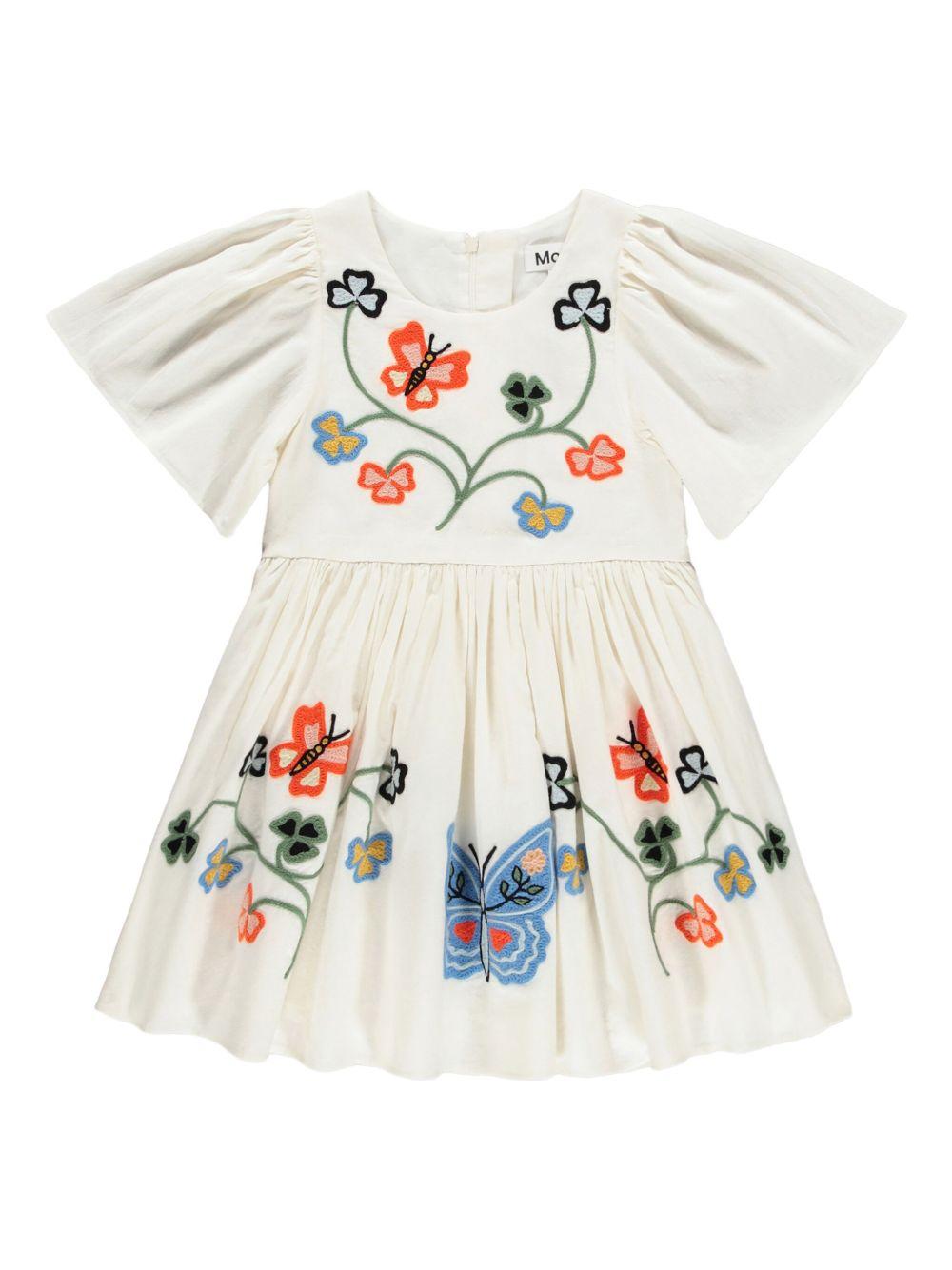 Abito Carlin per bambina Molo bianco con farfalle ricamate 2S26E123 9840 MOLO 