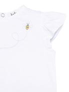 T-shirt con logo ricamato per neonato Il Gufo bianco con maniche ad aletta P25TS475MF001 010 IL GUFO 