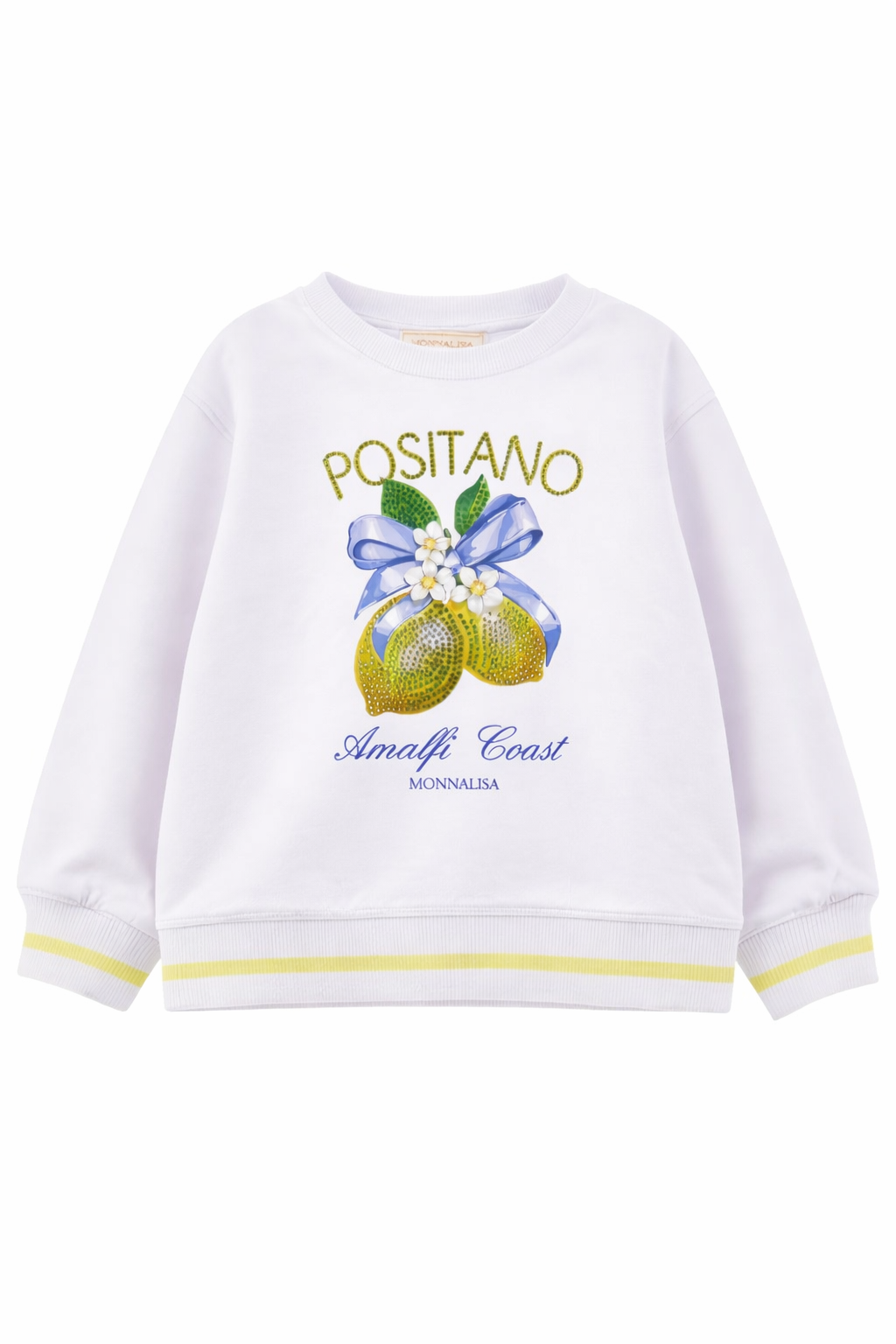 Felpa per bambina Monnalisa bianca con stampa grafica Positano 19G619RU 7031 0099 MONNALISA 