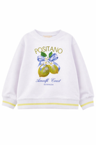 Felpa per bambina Monnalisa bianca con stampa grafica Positano 19G619RU 7031 0099 MONNALISA 