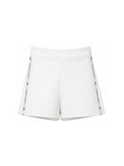 Shorts per bambina Elisabetta Franchi La Mia Bambina bianco con logo EFBE0800GA022 0195 ElISABETTA FRANCHI KIDS 