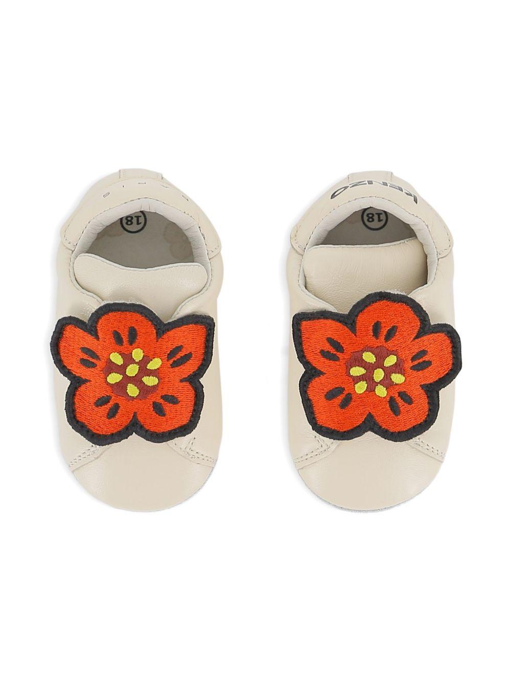 Scarpine primi passi per neonata Kenzo Kids beige con ricamo Boke Flower K61820 117 KENZO KIDS 