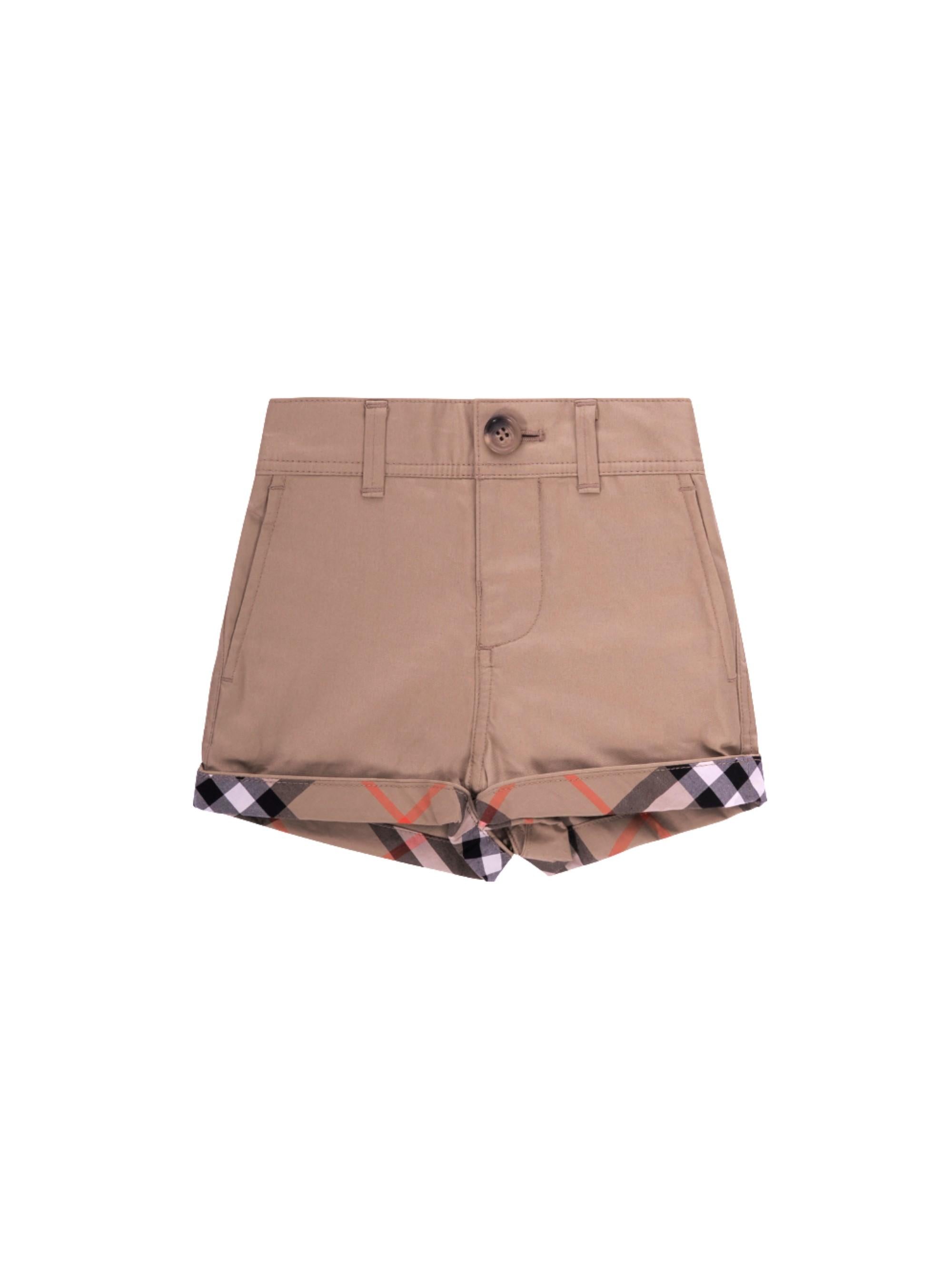 Shorts per neonati Burberry Kids beige con risvolto Check 8121233 B9719 BURBERRY KIDS 