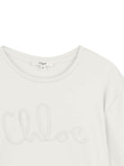 T-shirt per bambina Chloé Kids bianca con logo ricamato C20858 117 CHLOE' KIDS 