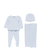 Set due pezzi con copertina e berretto per neonato Paz Rodriguez azzurro con trama in maglia 303-123189 801 PaZ RODRIGUEZ KIDS 