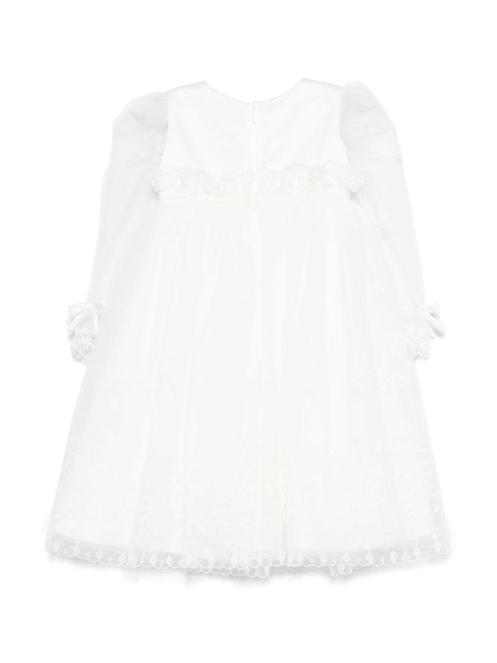 Abito per neonata Monnalisa bianco in tulle con design ricamato 73E906 5976 0001 MONNALISA 