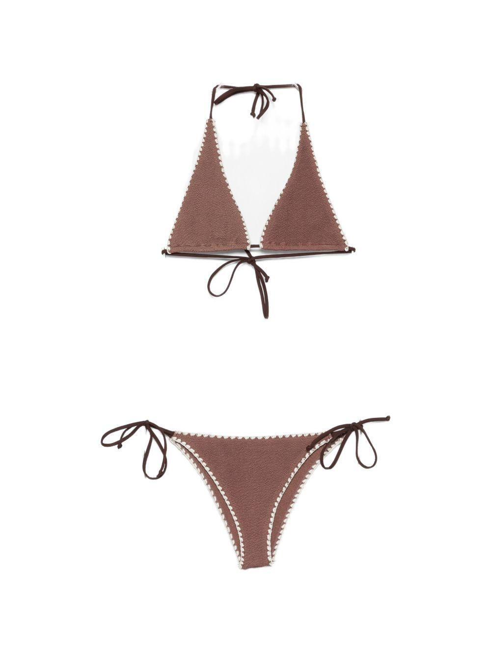 Bikini da donna MC2 Saint Barth marrone con finiture all'uncinetto MRL0014 08231L MC2 ST. BARTH 