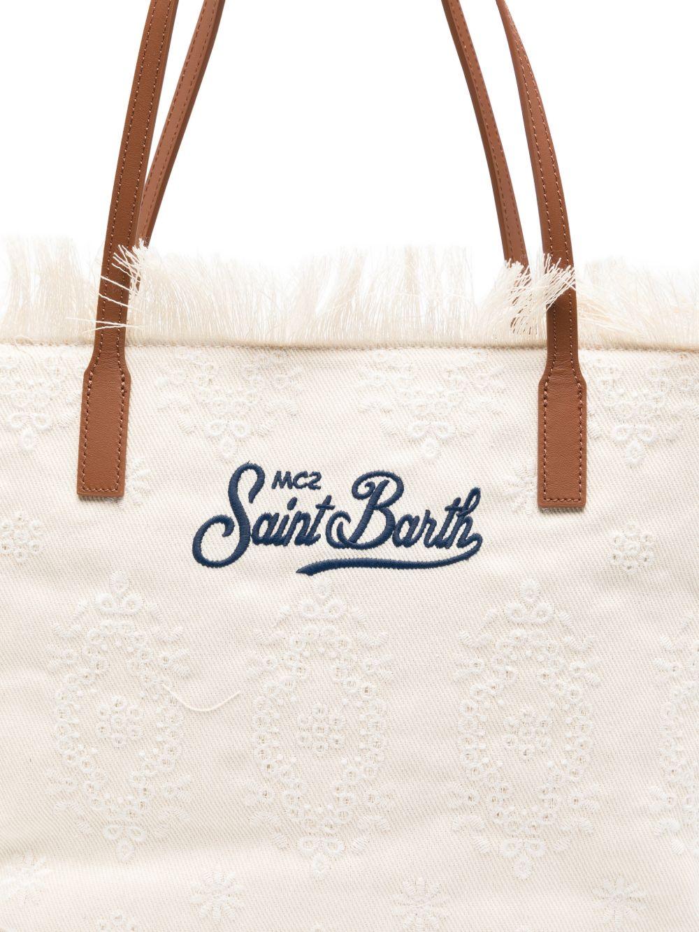 Borsa tote City Regular in Canvas MC2 Saint Barth bianco con frange CBF0001 01034L MC2 ST. BARTH KIDS 