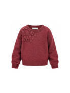 Maglione per bambina Monnalisa Kids rosa con ricamo fiori all'uncinetto sul davanti 17H602 8062 0098 MONNALISA KIDS 