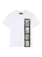 T-shirt per bambino DKNY Kids bianca con stampa grafica sul davanti D62536 10P DKNY KIDS 