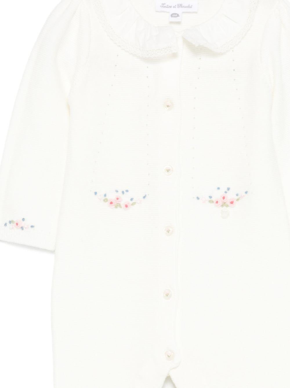 Tutina per neonata Tartine & Chocolat bianco con ricamo a fiori<BR/> CC32000 13 TArtine & Chocolat 