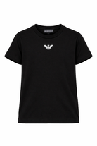T-shirt per bambino Emporio Armani Kids nera con logo sul davanti EB000421 AF15013 MC206 EMPORIO ARMANI KIDS 
