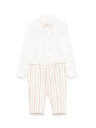 Set pantaloni e camicia per bambino Colorichiari bianco con pantaloni a righe MB308063 4776 28 COLORICHIARI KIDS 