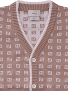 Cardigan per neonato Fendi Kids beige con logo FF all-over BUG213 AYMY F1UCS FENDI KIDS 