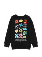 Felpa per bambino Off-White Kids nera con scritta "In my Off-White era" sul davanti 44BBA001S26F006 001 OFF WHITE KIDS 