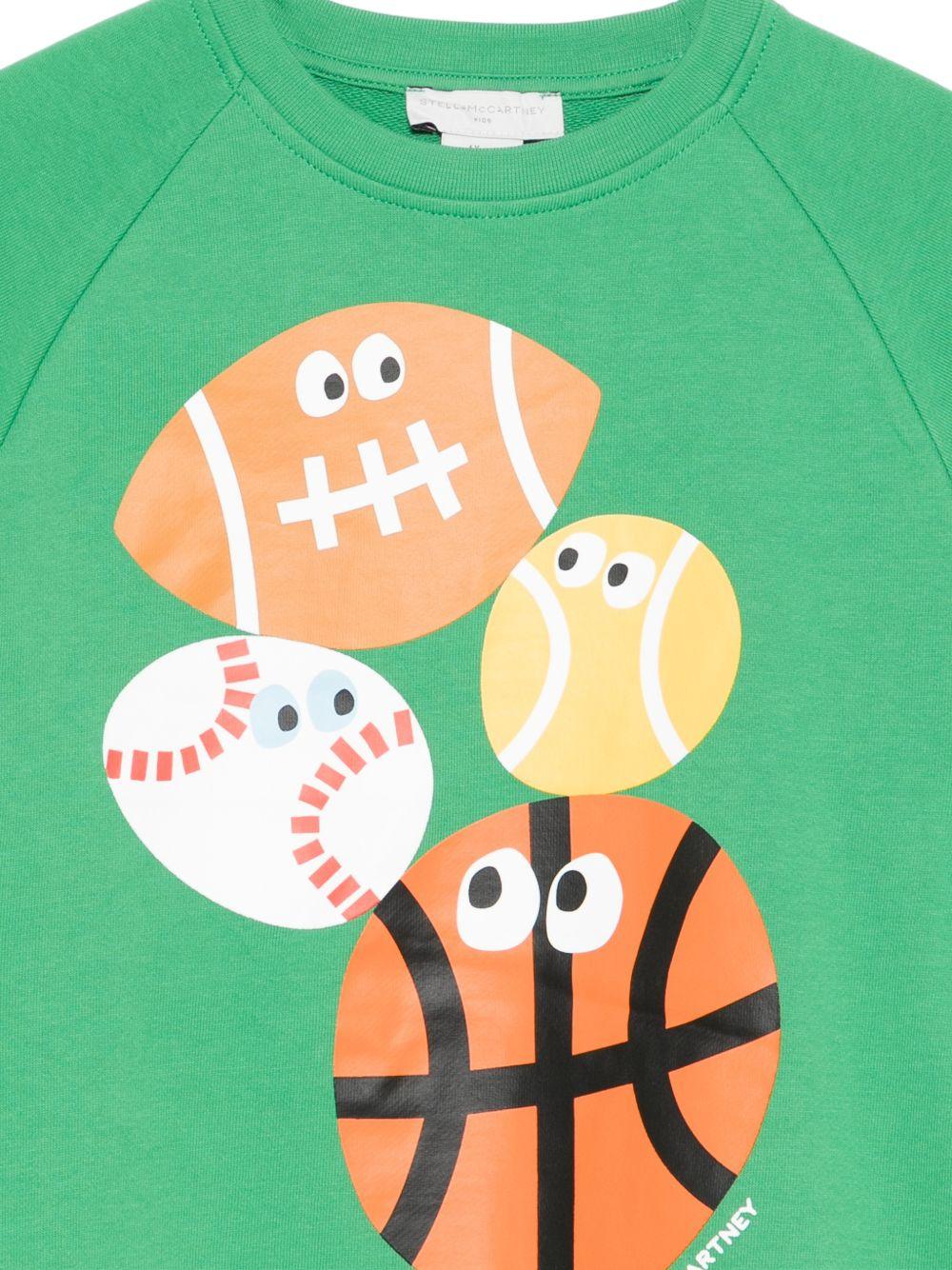 Felpa per bambino Stella McCartney Kids verde con stampa grafica TY4Q40 Z0499 769 STELLA McCARTNEY KIDS 