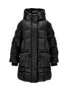 Piumino trapuntato per bambina Monnalisa nero con cappuccio 17F105 6021 0050 MONNALISA 