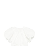 Blusa per bambina Fendi Kids bianca con maniche a sbuffo JFC149 AEXZ F0TU9 FENDI KIDS 