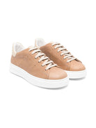 Sneakers per bambino Colorichiari beige scuro in pelle con rinforzo sul tallone a contrasto con logo MJ958165 4869 2422 COLORICHIARI KIDS 