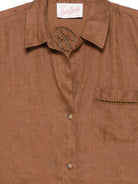 Camicia da donna MC2 Saint barth marrone con logo ricamato CYS0002 08806L MC2 ST. BARTH 