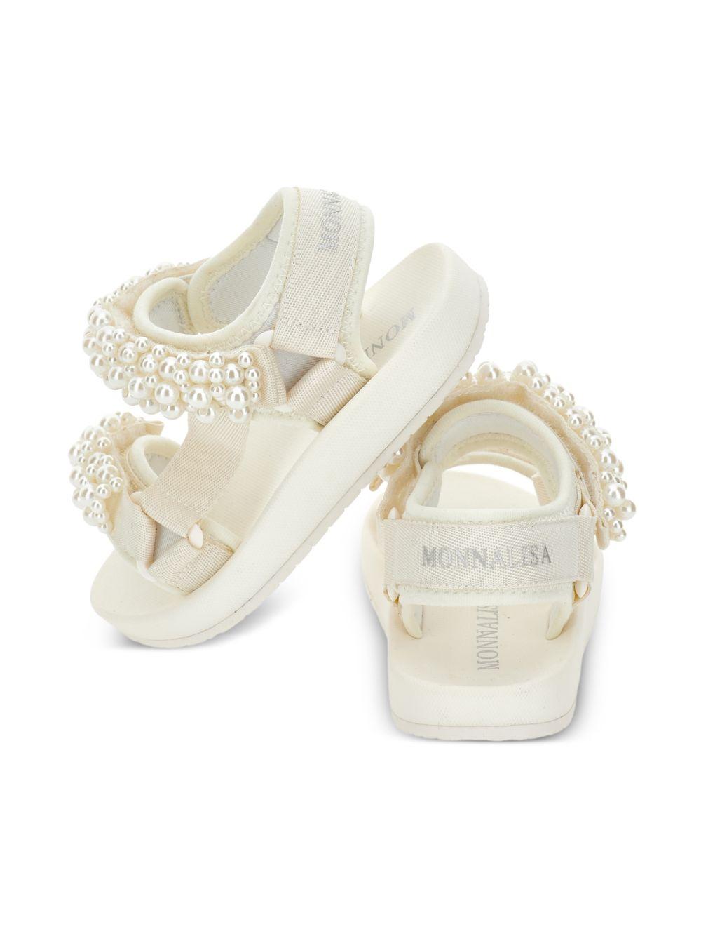 Sandali per bambina Monnalisa bianchi con applicazioni a perline 8CG012 7700 0001 MONNALISA KIDS 