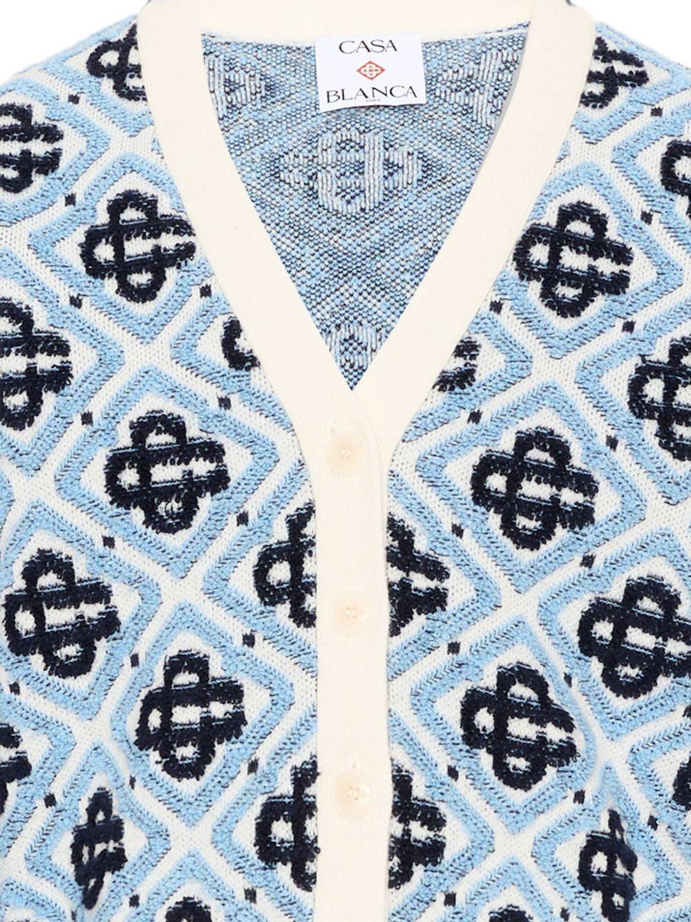 Cardigan per bambina Casablanca Kids azzurro con motivo mongramma all-over KPF26KW151201 MONOGRAM CASABLANCA KIDS 