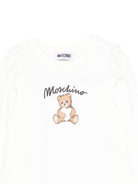 Abito per bambina Moschino Kids bianco con maniche lunghe HBV0FCLCA40 10063 MOSCHINO KIDS 