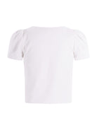 T-shirt per bambina Monnalisa bianca con grafica a  fiori sul davanti 71G601 7201 0001 MONNALISA KIDS 