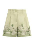 Shorts per bambina Monnalisa verde chiaro con stampa grafica a fiori 71G405 7651 0020 MONNALISA KIDS 