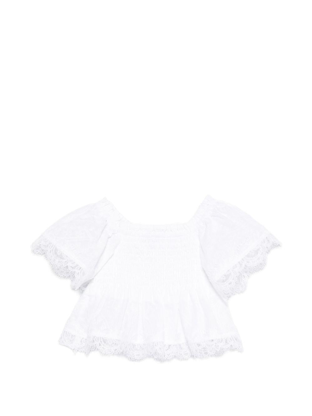 Camicia per bambina Ermanno Scervino Junior bianca con dettagli in pizzo Z1G301 7942 0099 ERMANNO SCERVINO JUNIOR 