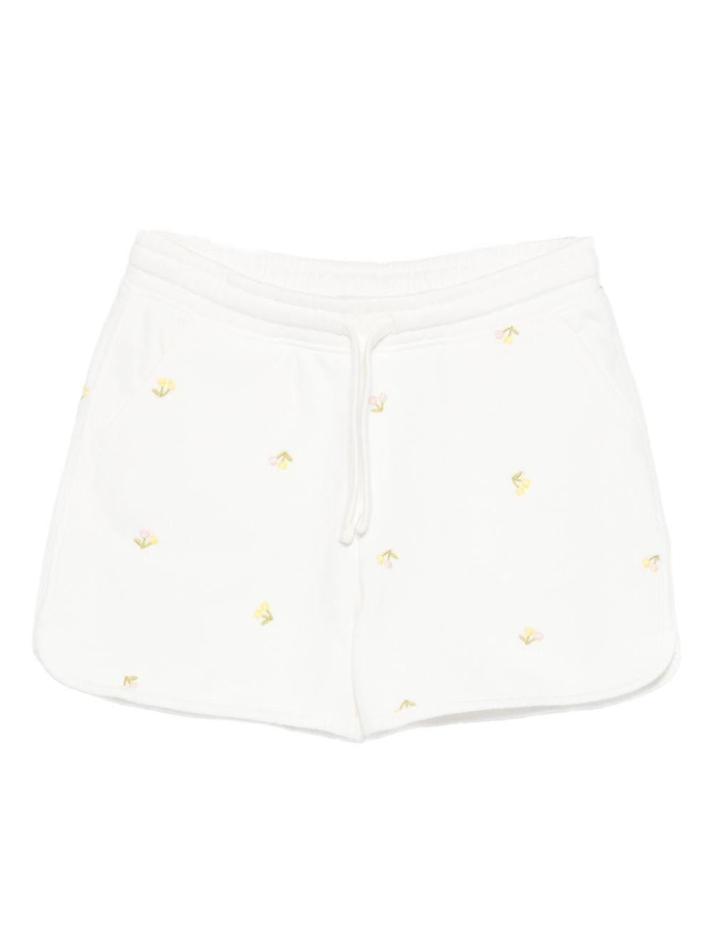 Shorts per bambina Bonpoint bianco con motivo ricamato S06GBEK00001 603 BONPOINT KIDS 