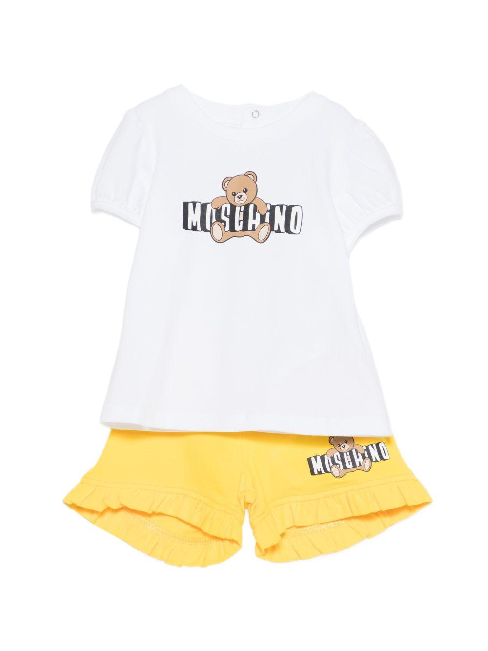 Set due pezzi per neonata Moschino Kids multicolore con stampa orsetto MBG01OLBA00 82673 MOSCHINO KIDS 