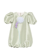 Pagliaccetto per bambina Alapage verde con maniche a sbuffo AL71B OLIVA A'LAPAGE KIDS 