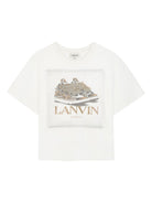 T-shirt per bambino Lanvin Enfant bianco con stampa logo sul davanti N30255 117 LANVIN 