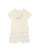 Set Fanilo t-shirt e shorts per neonati Bonpoint beige con stampa cagnolino S06ONIK00012 676 BONPOINT KIDS 