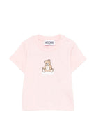 T-shirt per neonata Moschino Kids rosa con stampa Teddy Bear su nuvola MUM04QLAA24 50209 MOSCHINO KIDS 