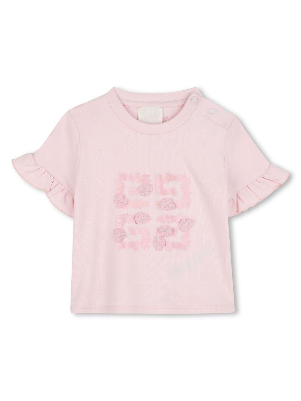 T-shirt con logo sul retro per neonata Givenchy Kids rosa con orlo dritto H30661 44Z GIVENCHY KIDS 