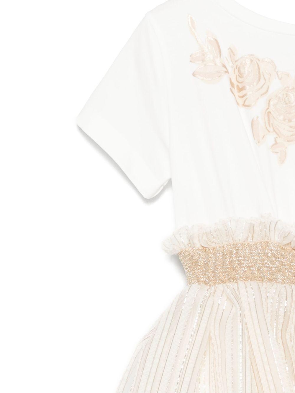Abito per bambina Monnalisa bianco con dettagli ruches e lurex 71E954RM 5903 0170 MONNALISA KIDS 