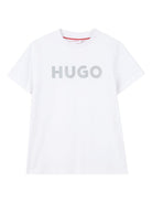 T-shirt per bambino Hugo Kids bianca con logo a contrasto G01016 10P Hugo KIDS 