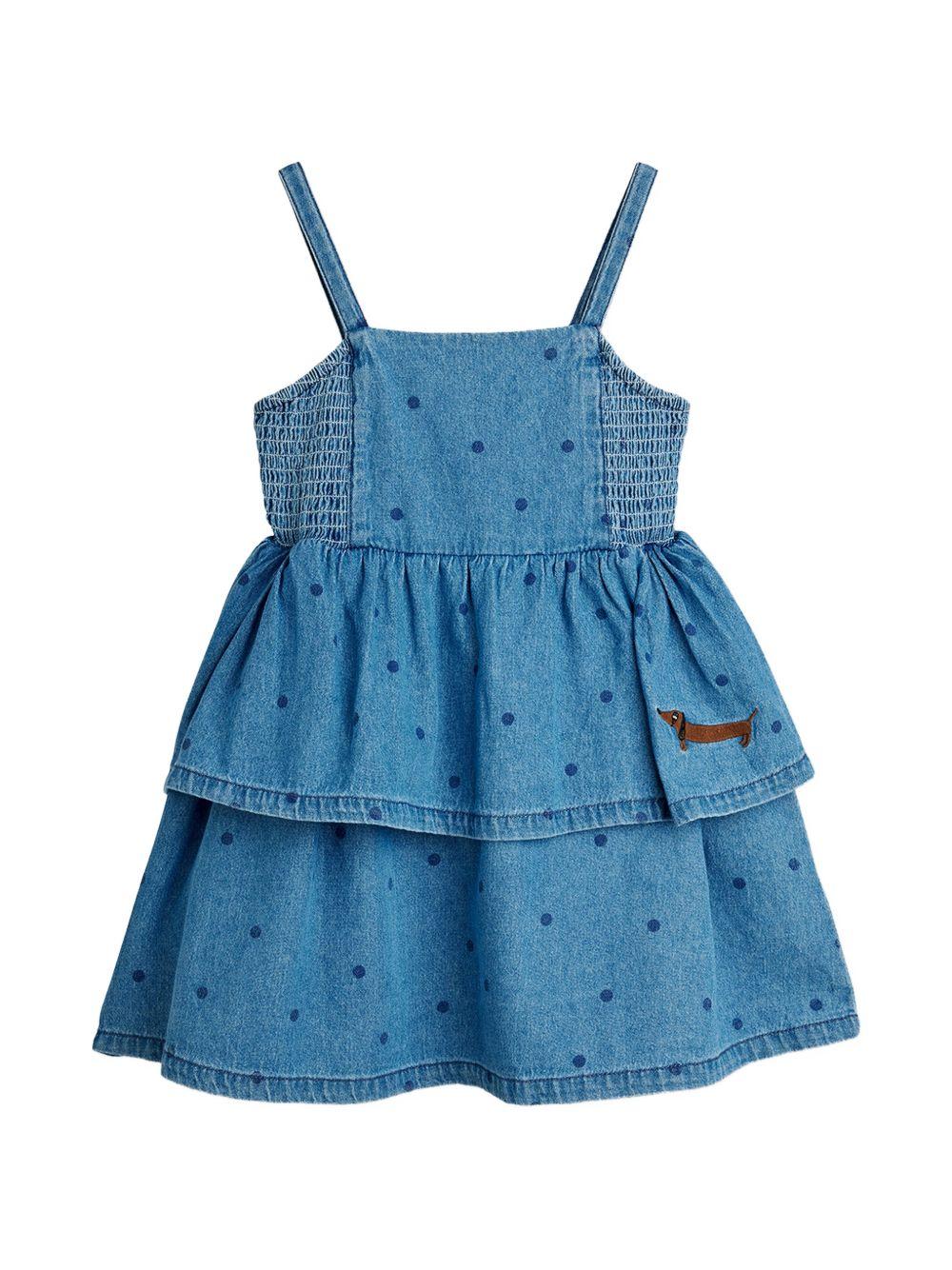 Abito per neonata Mini Rodini denim con ricamo bassotto 26250120 BLUE MINI RODINI KIDS 