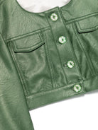 Giacca per bambina Colorichiari verde modello crop senza colletto FJ808178 4114 35 COLORICHIARI KIDS 
