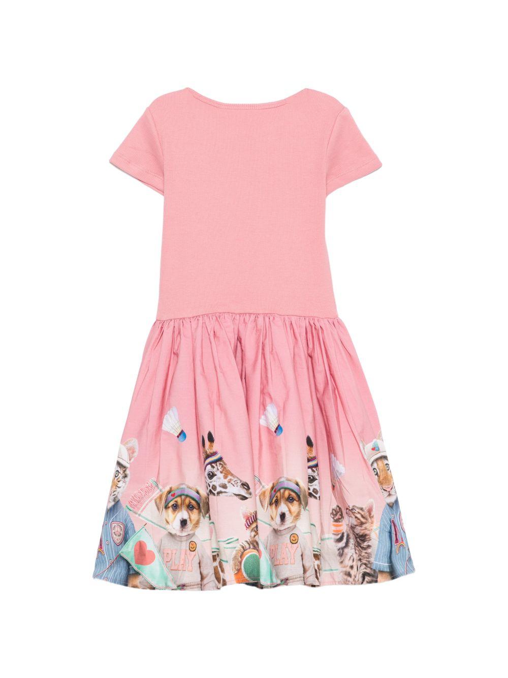 Vestito per bambina Molo Kids rosa con stampa grafica animali 2W26E105 5802 MOLO KIDS 