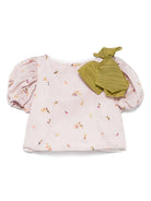 Top per neonata La Stupenderia rosa con ricamo a fiori TJTP94NB I02 LA STUPENDERIA 