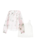 Blusa per bambina Monnalisa  rosa chiaro con stampa a fiori 71G308 7657 0091 MONNALISA KIDS 