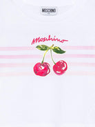 T-shirt per bambina Moschino Kids bianca con stampa ciliegie HDM06YLAA02 10101 MOSCHINO KIDS 