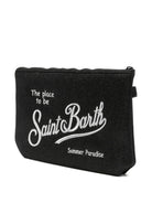 Pochette Aline MC2 Saint Barth nera con logo ricamato a contrasto ALI0018 02999L MC2 ST. BARTH KIDS 
