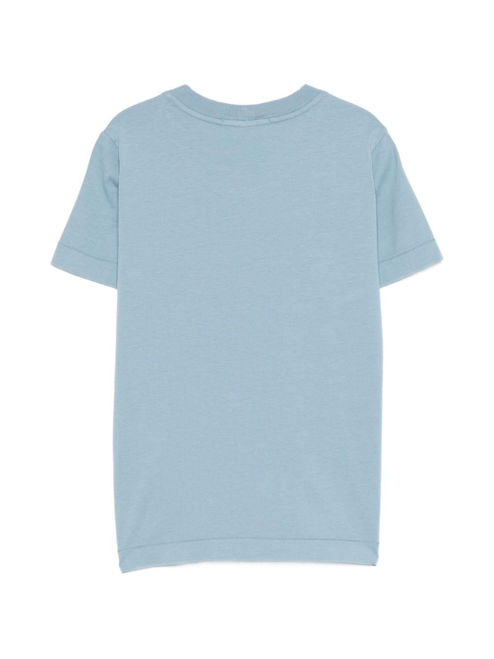 T-shirt per bambino Stone Island Junior azzurra con toppa con logo L1S162100002S0047 V004A STONE ISLAND JUNIOR 
