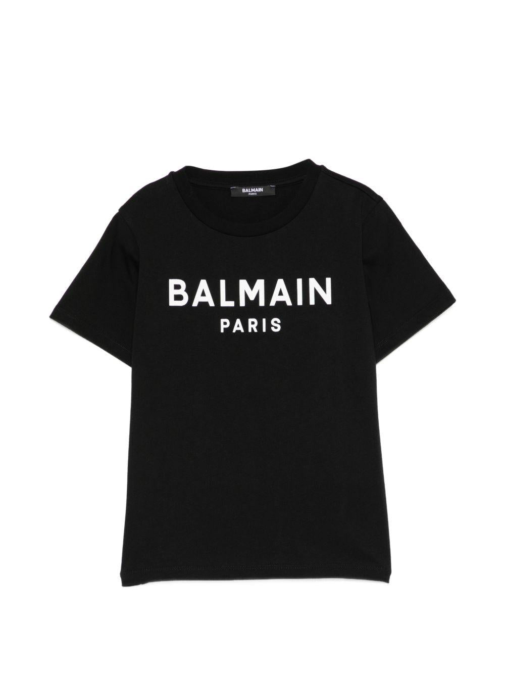 T-shirt per bambino Balmain Kids nera con logo sul davanti BY8R11 Z3672 930BC BALMAIN KIDS 